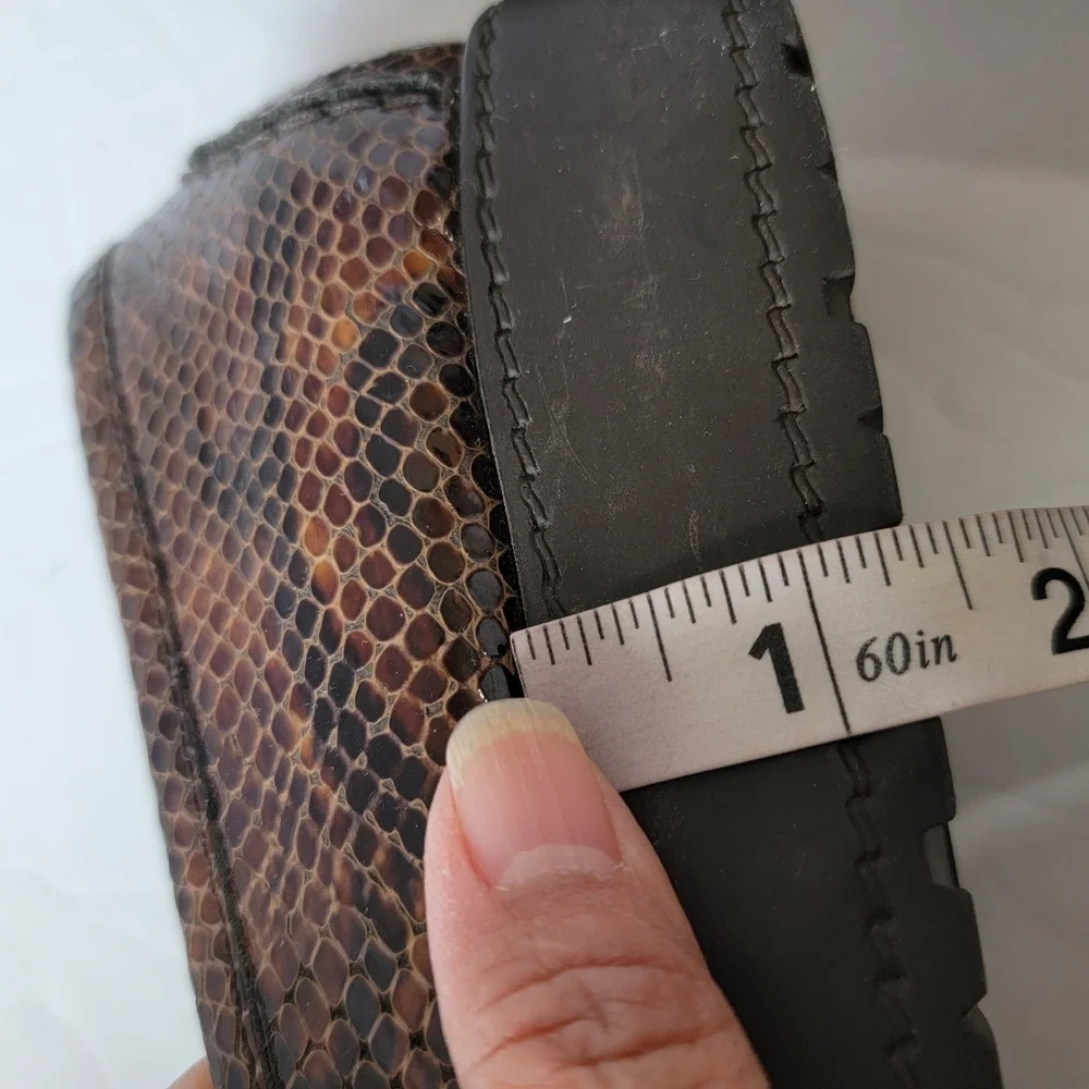 Stuart Weitzman Payson Loafers Sz 9 Brown Leather Snakeskin Old Money Luxury